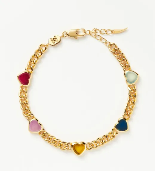 Jelly Heart Gemstone Charm Bracelet